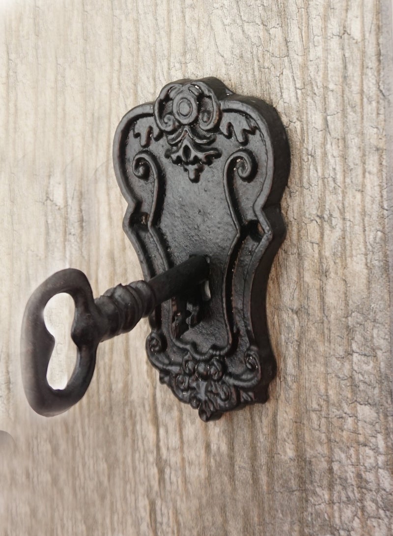 Lulu Decor, Cast Iron Antique Key Shaped Set of 3 Hooks, Strong Heavy Decorative Hooks in Black (Roman) - Image 3